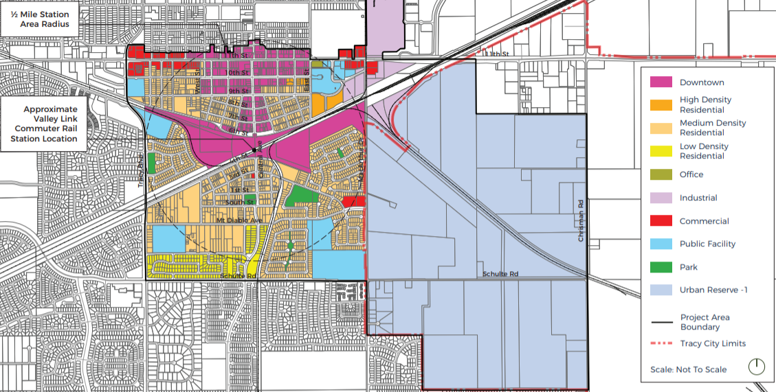 Map of the proposed development area and ValleyLink station