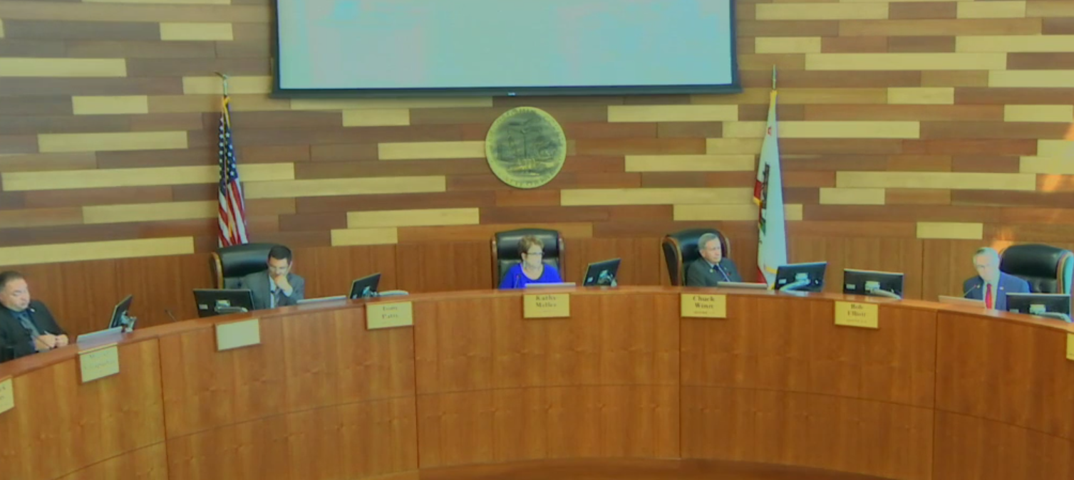 The San Joaquin County Board of Supervisors during their meeting on Tuesday.