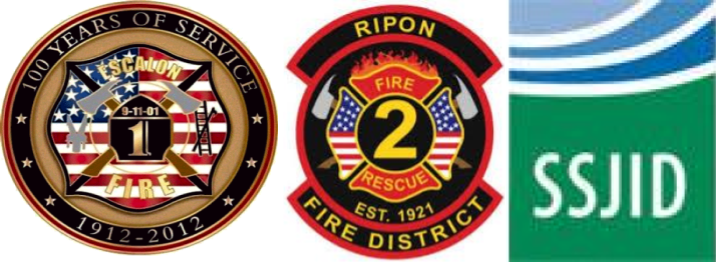 Logos of the Escalon Fire District, Ripon Fire District, South San Joaquin Irrigation District