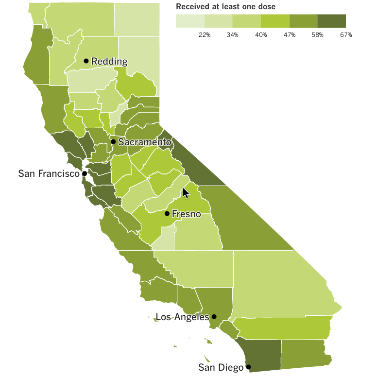 Map of vaccinations in California